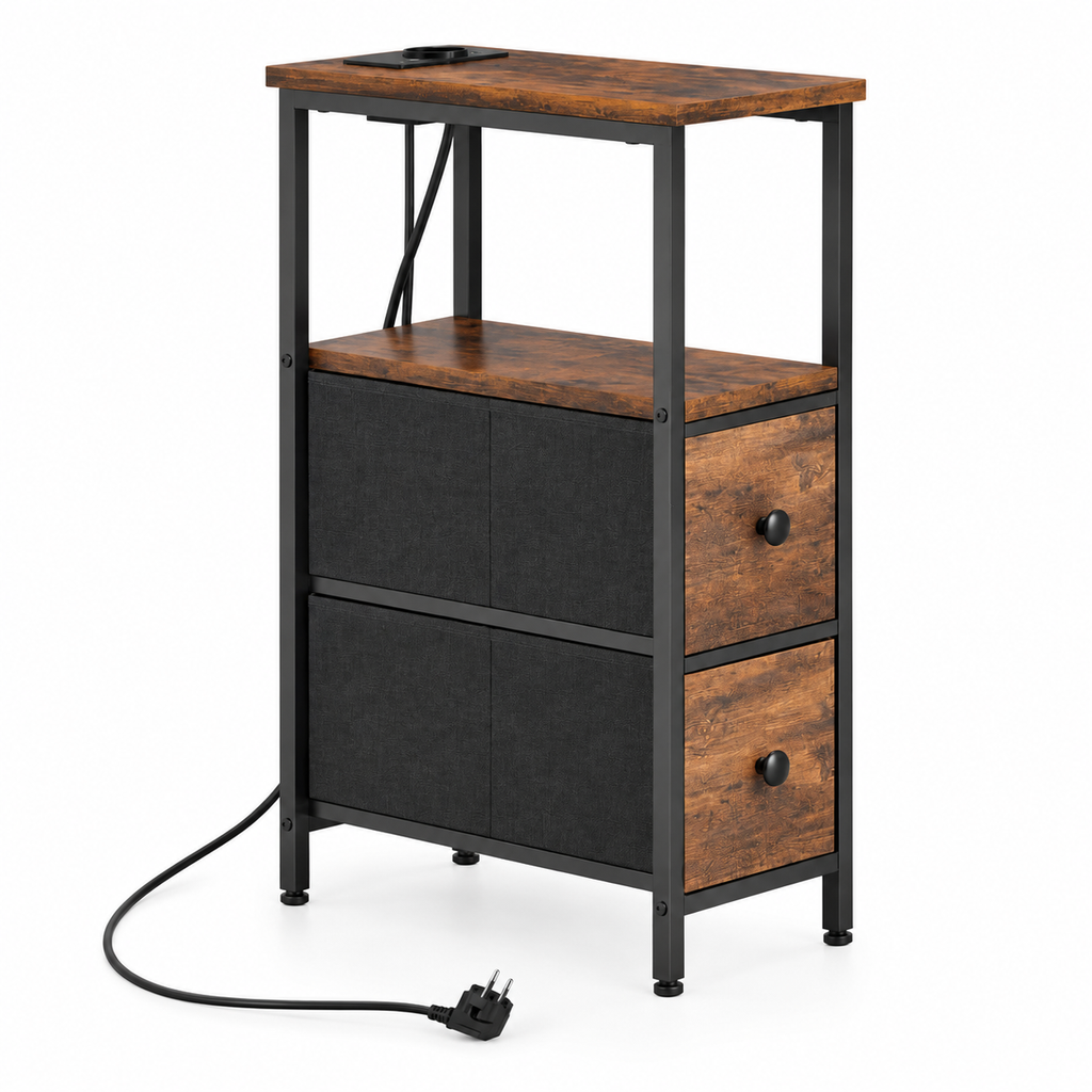 Table d'Appoint Industrielle avec Chargeur USB Intégré