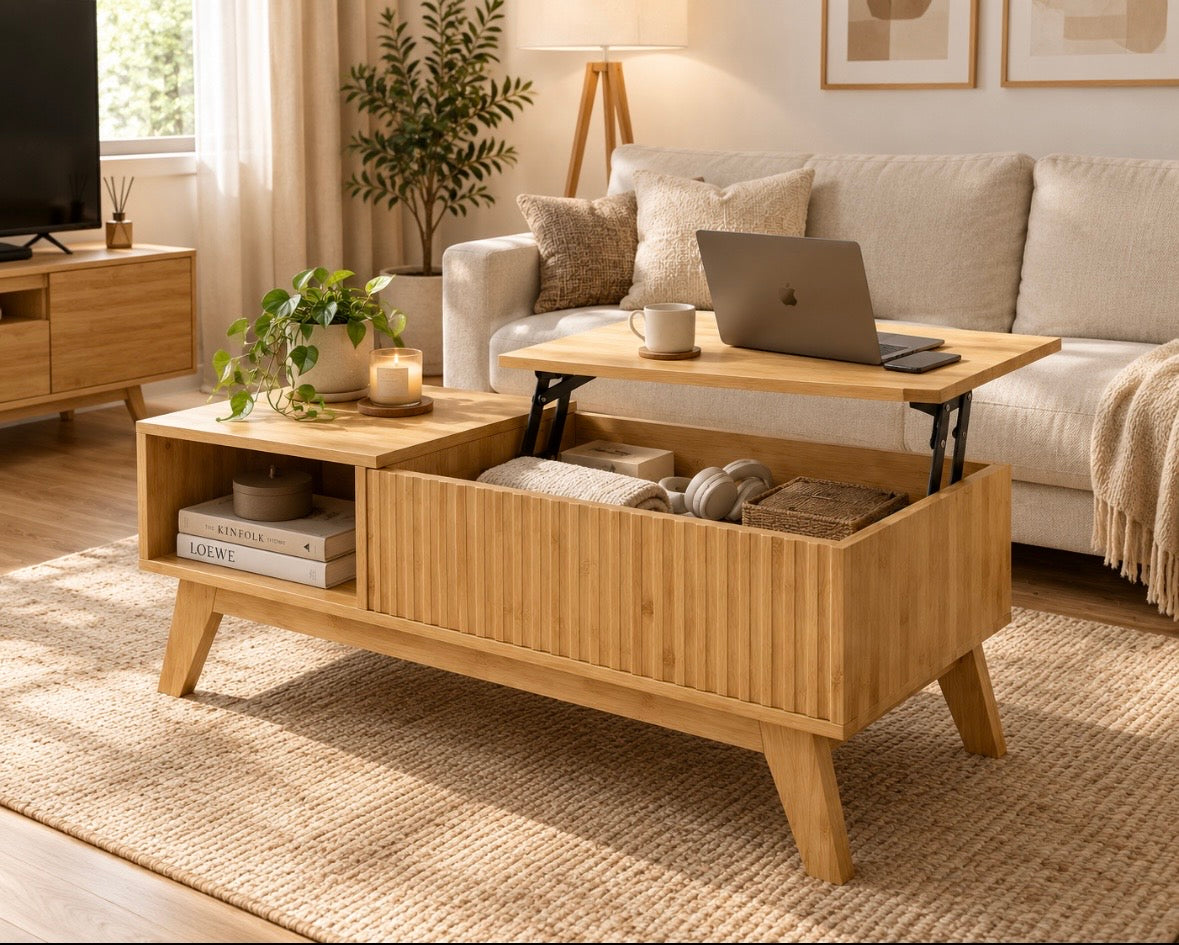 Table Basse Relevable avec Rangement – Multifonction & Gain de Place