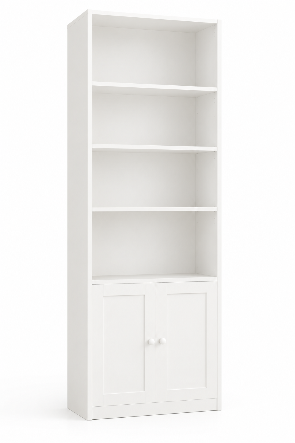 Bibliothèque Blanche 6 Niveaux avec Portes - Style Moderne