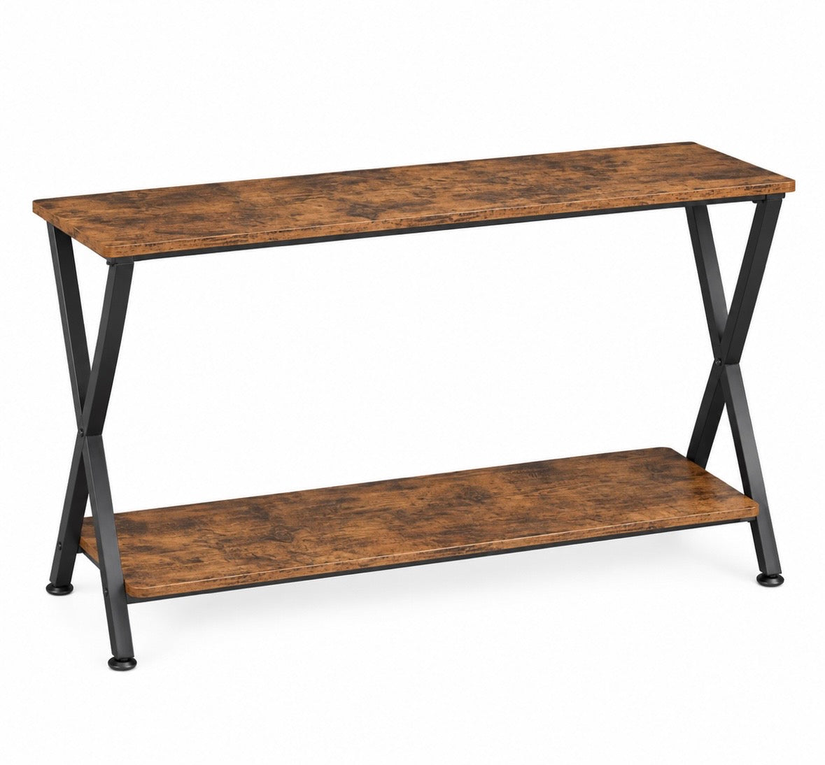 Table Console Extensible 80/105 cm – 2 Niveaux, Style Industriel