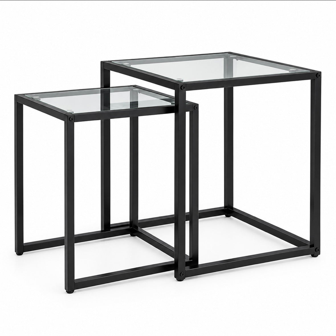 Tables Gigognes Verre & Métal Noir – Duo de Tables Basses