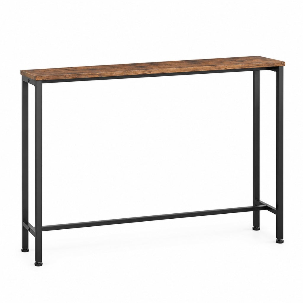 Table Console Industrielle Étroite - Design Épuré, Marron