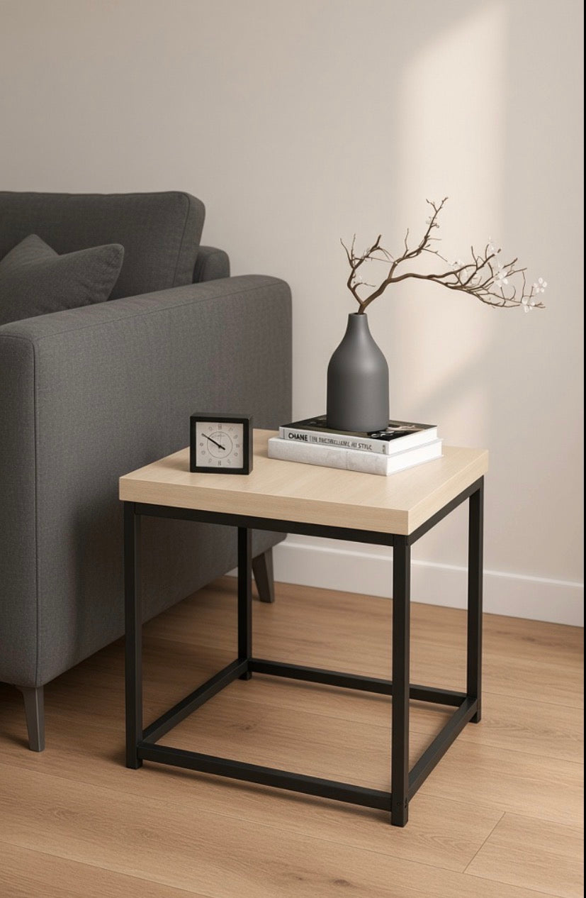 Tables Gigognes Style Scandinave – Bois Clair & Métal Noir